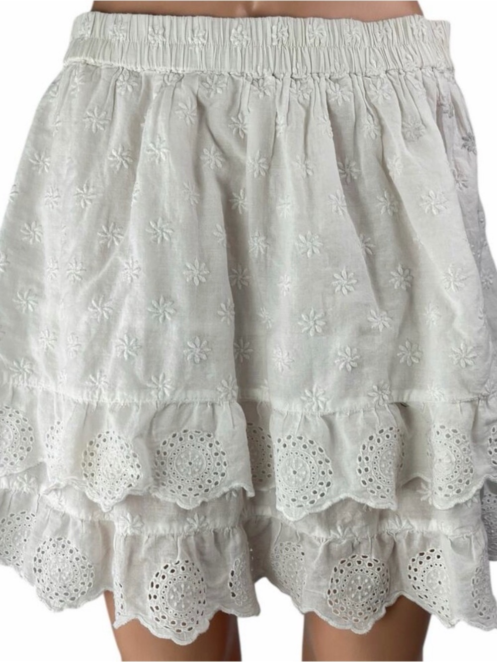 GAP White Eyelet Tiered Skirt